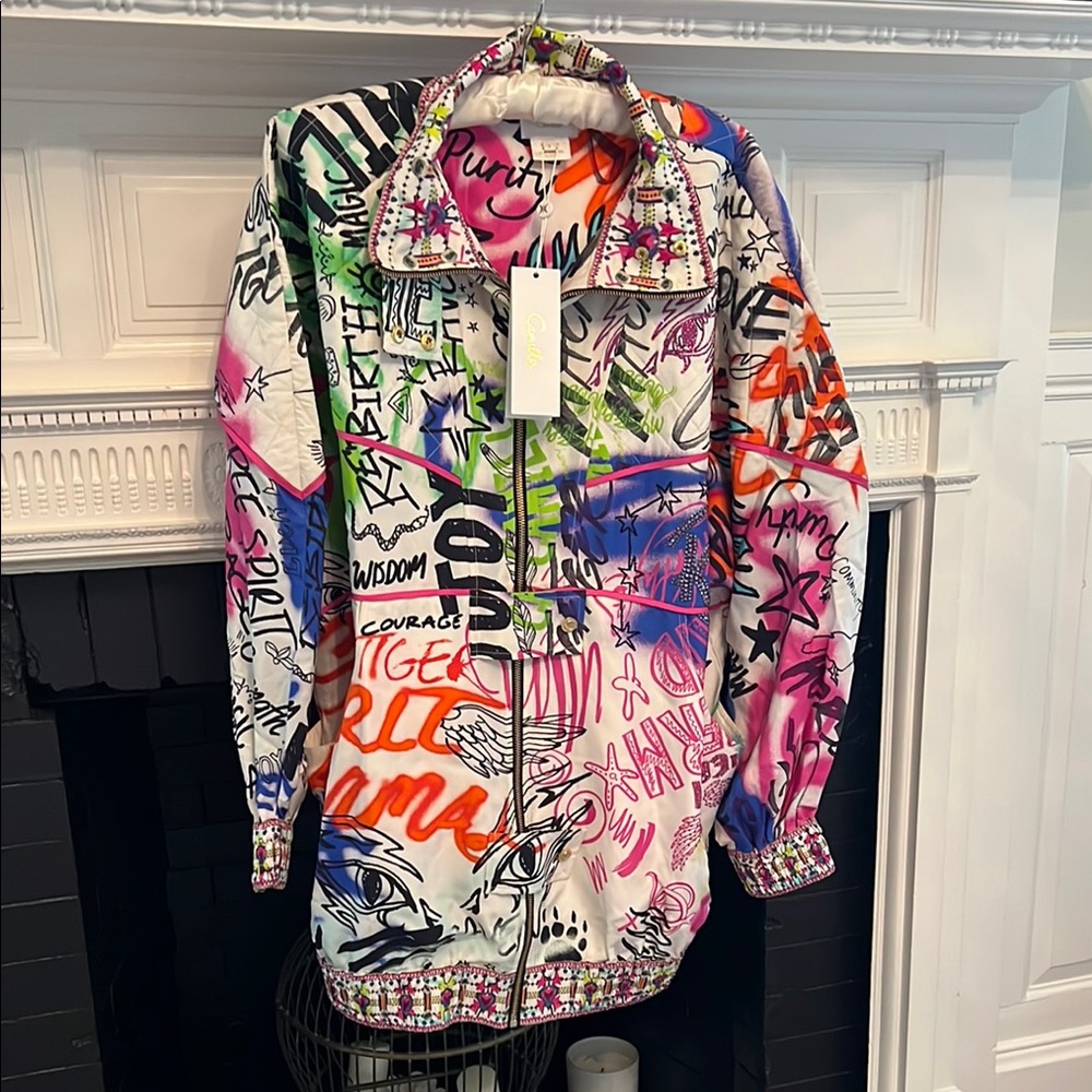 Colorful Graffiti Print Jacket